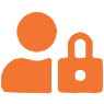 Orange user icon with lock symbol.
