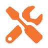 Orange tools icon on black background.
