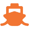 Orange boat icon on black background.