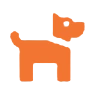Orange dog icon on black background.
