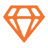 Orange diamond icon on black background.