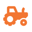 Icon of an orange tractor with two large wheels.